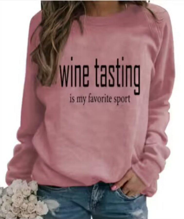 Amazon Cross-border Supply Foreign Trade wine tasting Printed Crewneck Women's Sweatshirt Jacket European Size