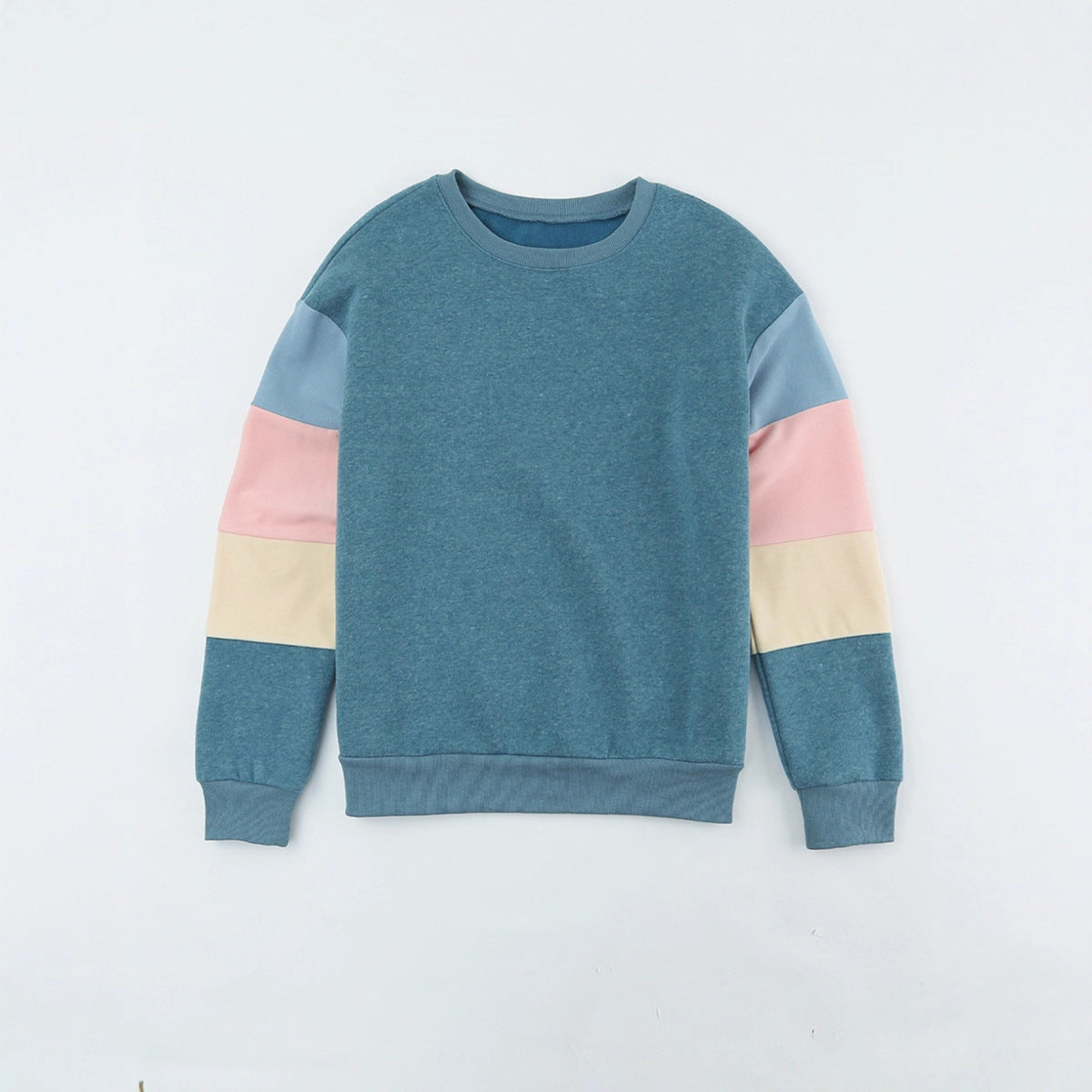 Pullover Sweatshirt for Women, Spring & Fall Round Neck Long-Sleeved Top, Contrasting Color Basic Versatile European and American Style Jacket, Casual and Trendy Style