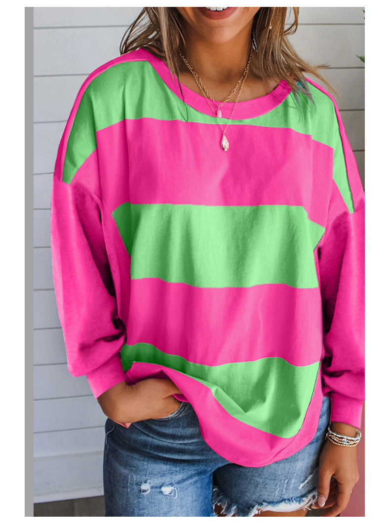 Trendy European and American Style Dopamine Print Sweatshirt for Women, Cross-Border Hot Sale, New Autumn Round Neck Long Sleeve Top for Women