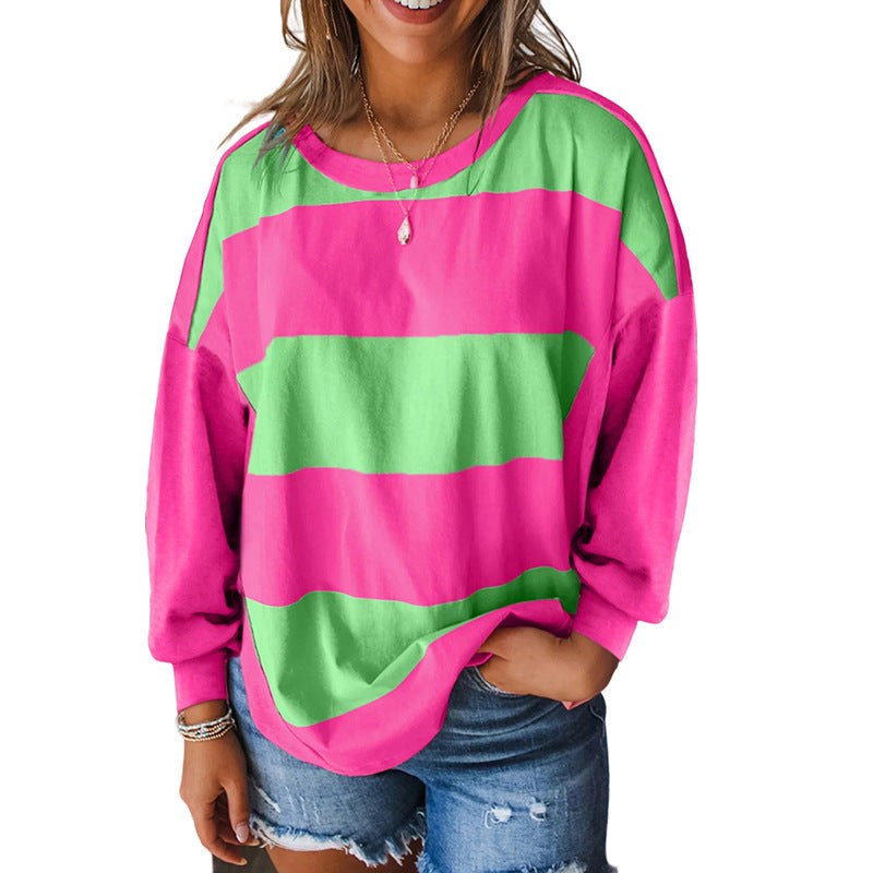 Trendy European and American Style Dopamine Print Sweatshirt for Women, Cross-Border Hot Sale, New Autumn Round Neck Long Sleeve Top for Women