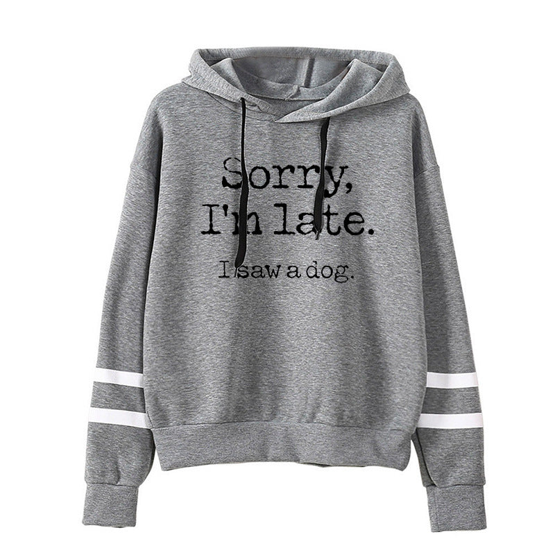 I'm late sorry I'm late printed parallel bars striped sweater autumn and winter European and American men's and women's jackets
