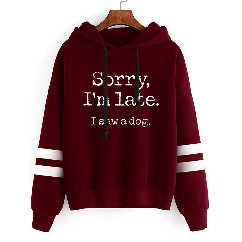 I'm late sorry I'm late printed parallel bars striped sweater autumn and winter European and American men's and women's jackets