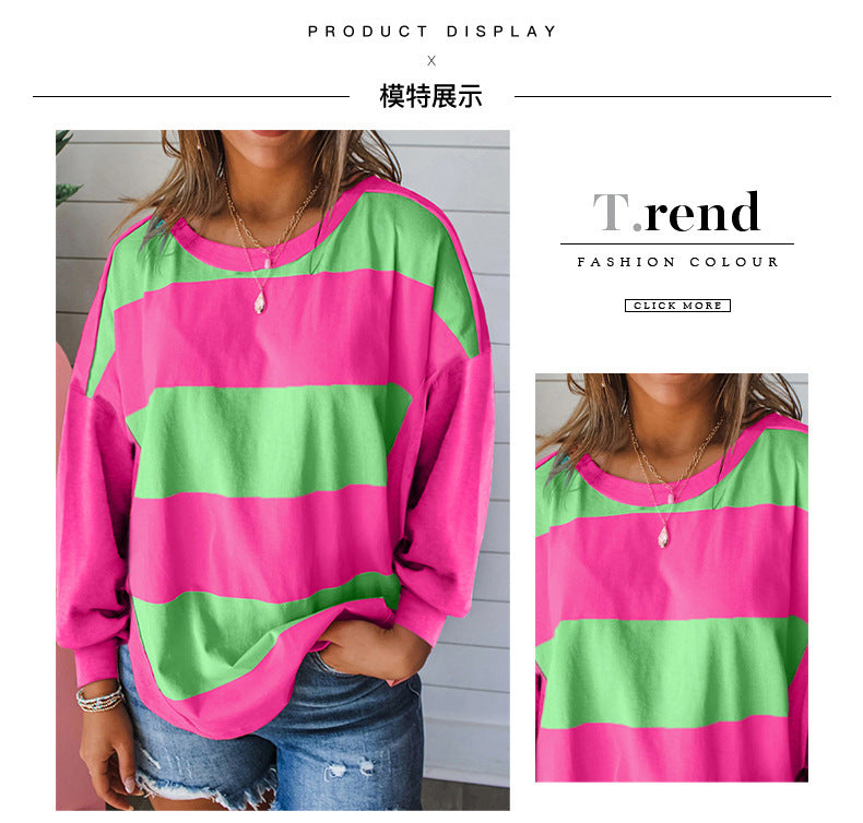 Trendy European and American Style Dopamine Print Sweatshirt for Women, Cross-Border Hot Sale, New Autumn Round Neck Long Sleeve Top for Women