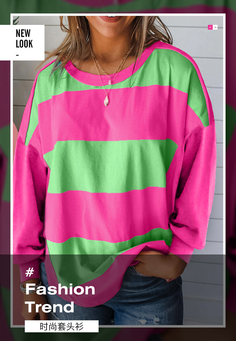 Trendy European and American Style Dopamine Print Sweatshirt for Women, Cross-Border Hot Sale, New Autumn Round Neck Long Sleeve Top for Women