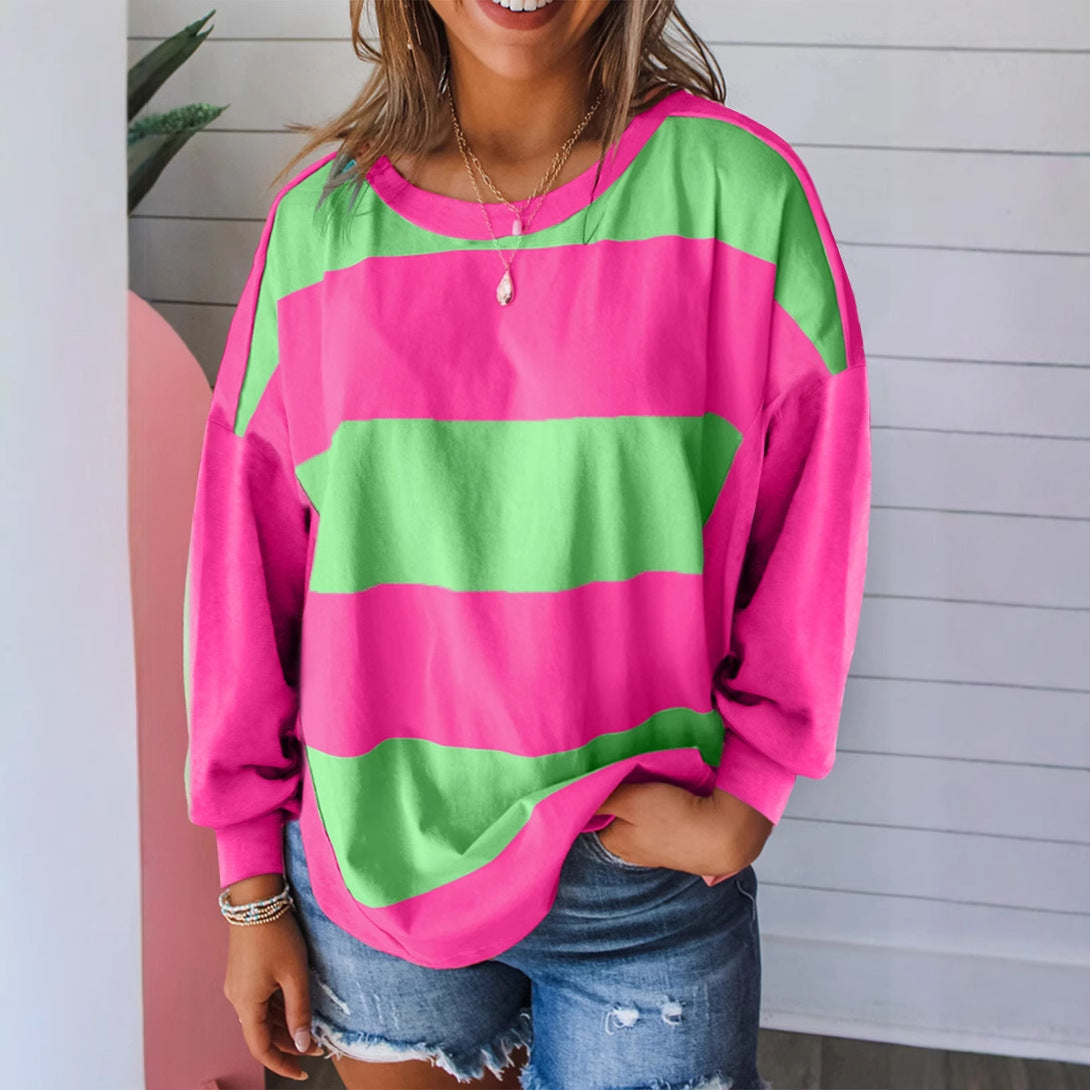 Trendy European and American Style Dopamine Print Sweatshirt for Women, Cross-Border Hot Sale, New Autumn Round Neck Long Sleeve Top for Women