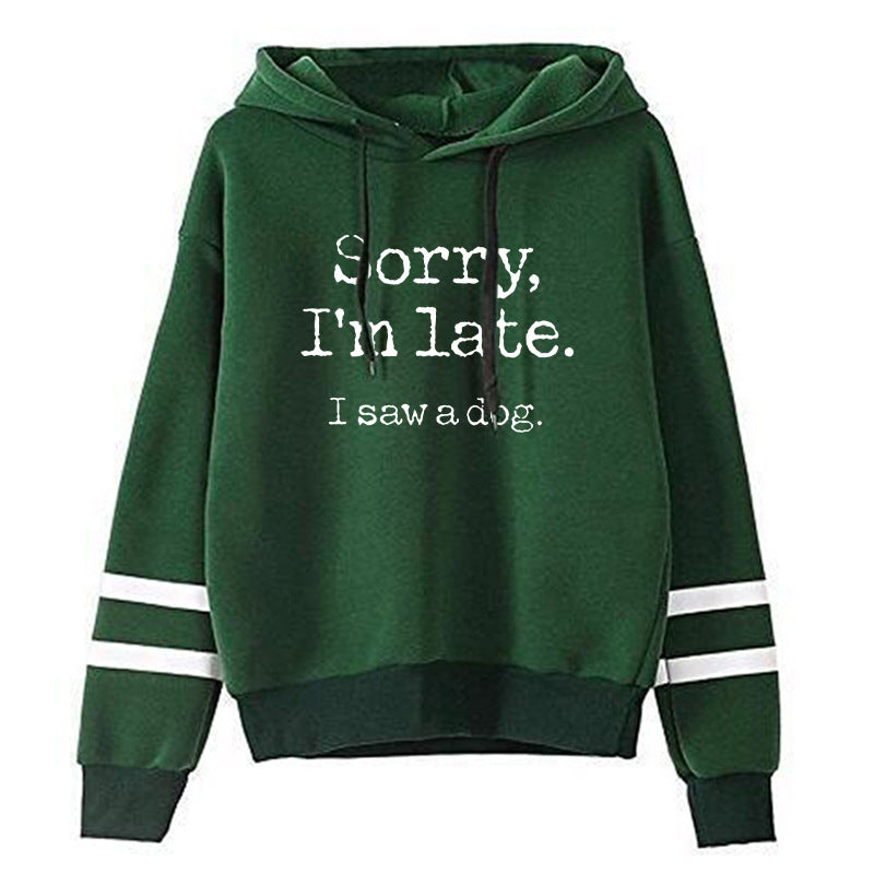 I'm late sorry I'm late printed parallel bars striped sweater autumn and winter European and American men's and women's jackets