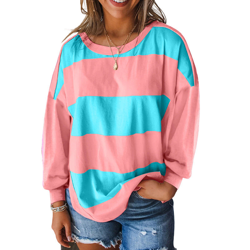 Trendy European and American Style Dopamine Print Sweatshirt for Women, Cross-Border Hot Sale, New Autumn Round Neck Long Sleeve Top for Women