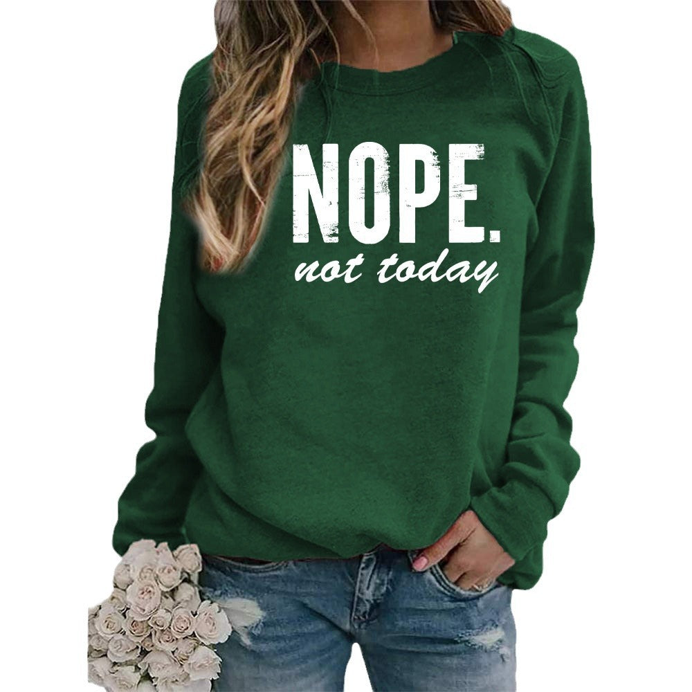 Cross-Border Export European and American Nope Nat Taday Printed Round Neck Long-Sleeved Sweatshirt Autumn and Winter European Size Large Size Loose