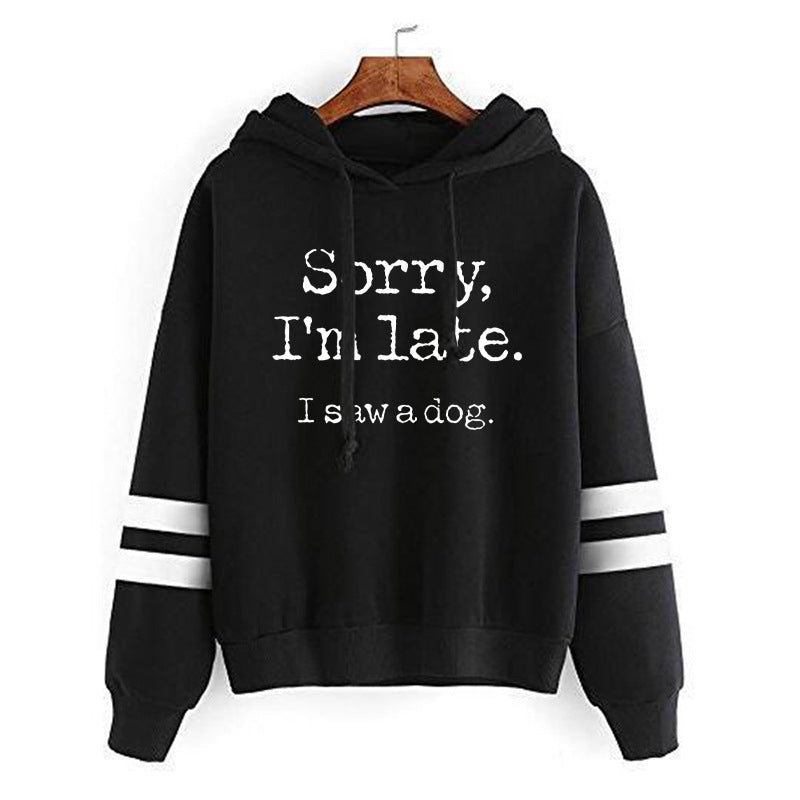 I'm late sorry I'm late printed parallel bars striped sweater autumn and winter European and American men's and women's jackets