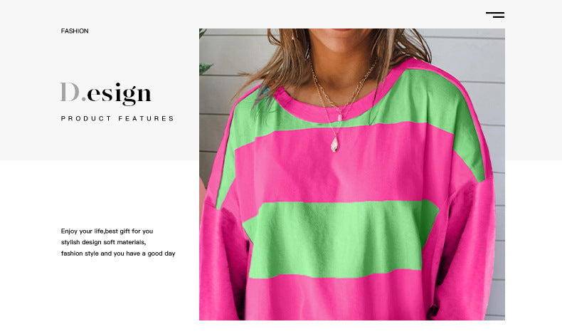Trendy European and American Style Dopamine Print Sweatshirt for Women, Cross-Border Hot Sale, New Autumn Round Neck Long Sleeve Top for Women